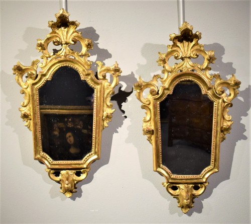 Paire de miroirs vénitiens du 18e siècle - Miroirs, Trumeaux Style Louis XV
